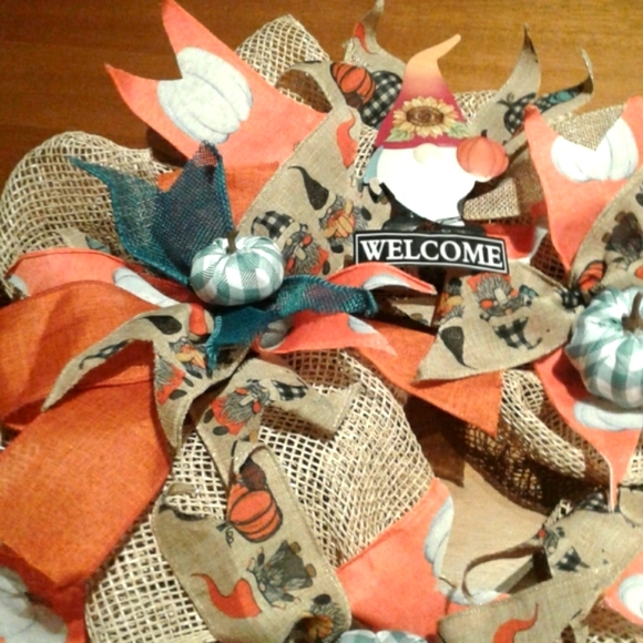 Gnomes, Gnomes Wreath, Door Wreath, Farm Wreath,Pumpkin Harvest FINAL SALE - Picture 5 of 7